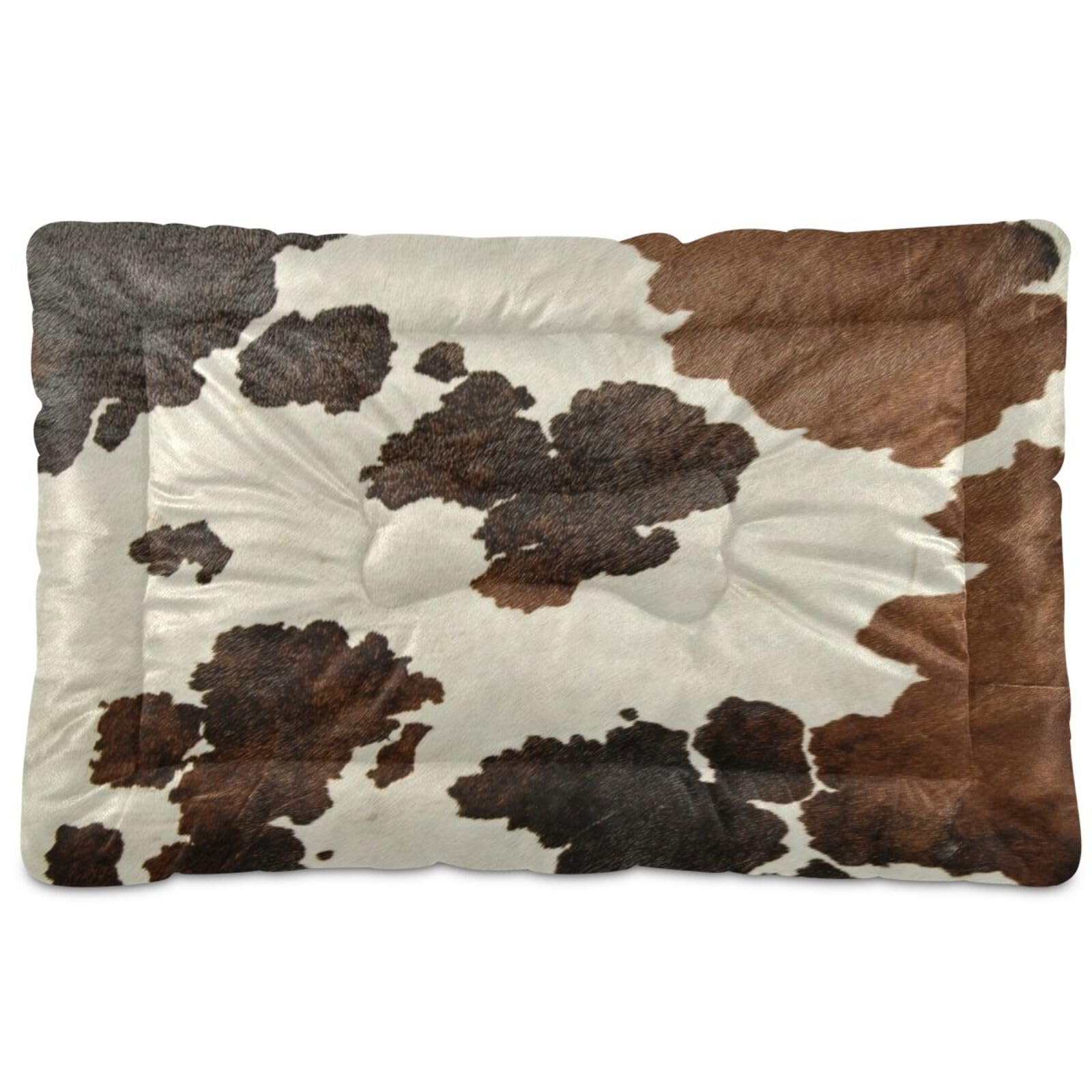Haskirky Cow Print Dog Bed Mat Soft Machine Washable Non-Slip Comfy Fluffy Kennel Pad for Medium Small Dogs 24x36 Inches