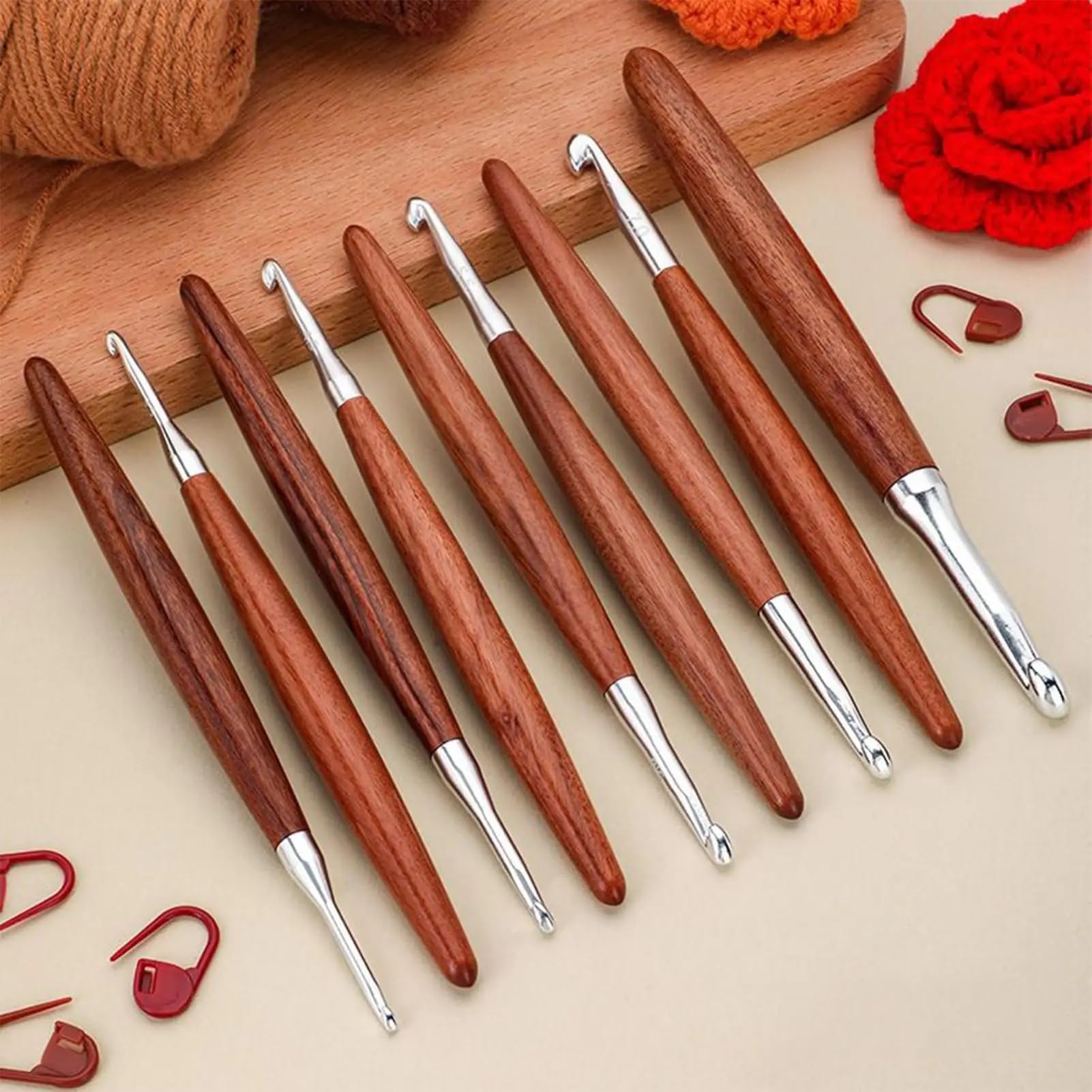 Agujas Crochet 3-7mm Solid Wood Handle Crochet Knitting Needles | Hooks Multi Size Sewing Accessories Wool Crocheting