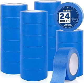 NEOACT 24 Rolls Blue Painters Tape 2 Inch Wide,55 Yards Multi-Surface Residue Free Masking Tape for Walls Painting,Packing,Labeling,DIY Crafts,24 Rolls X 2 Inch X 55 Yards(1320 Yards Total)