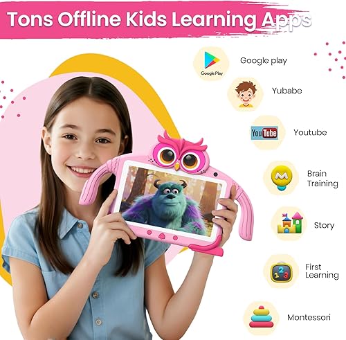 Miniatura 2 de UJoyFeel Tableta infantil de 7 pulgadas para niños de 3 a 7 años, tabletas para niños con aplicaciones de aprendizaje, WiFi, control parental,