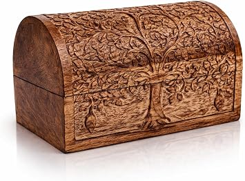 Handmade Wooden Jewelry & Keepsake Box, Decorative Storage Box, 9 x 6 Inch