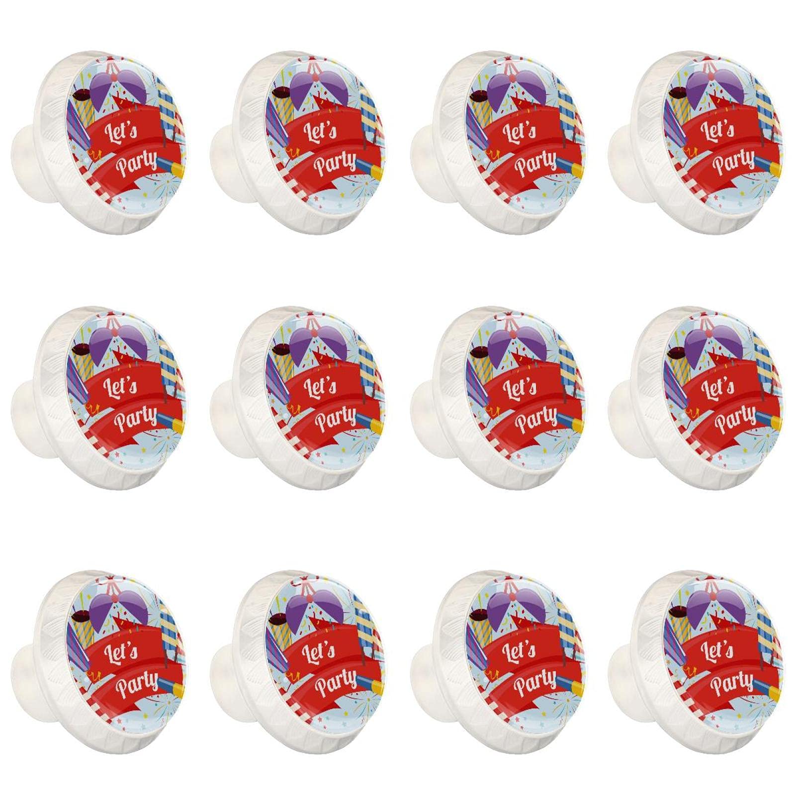 Boutons d'armoires de cuisine ronds poignée de tiroir placard commode motif fête x12