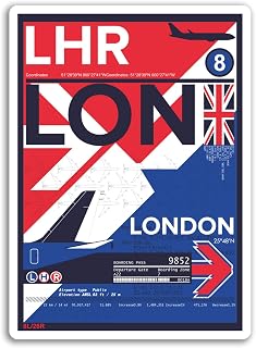 DestinationVinyl 2 x 10 cm Londres LHR Aéroport Autocollants en Vinyle - Royaume-Uni Voyage Autocollant Bagages # 17741 (10 cm de Haut)