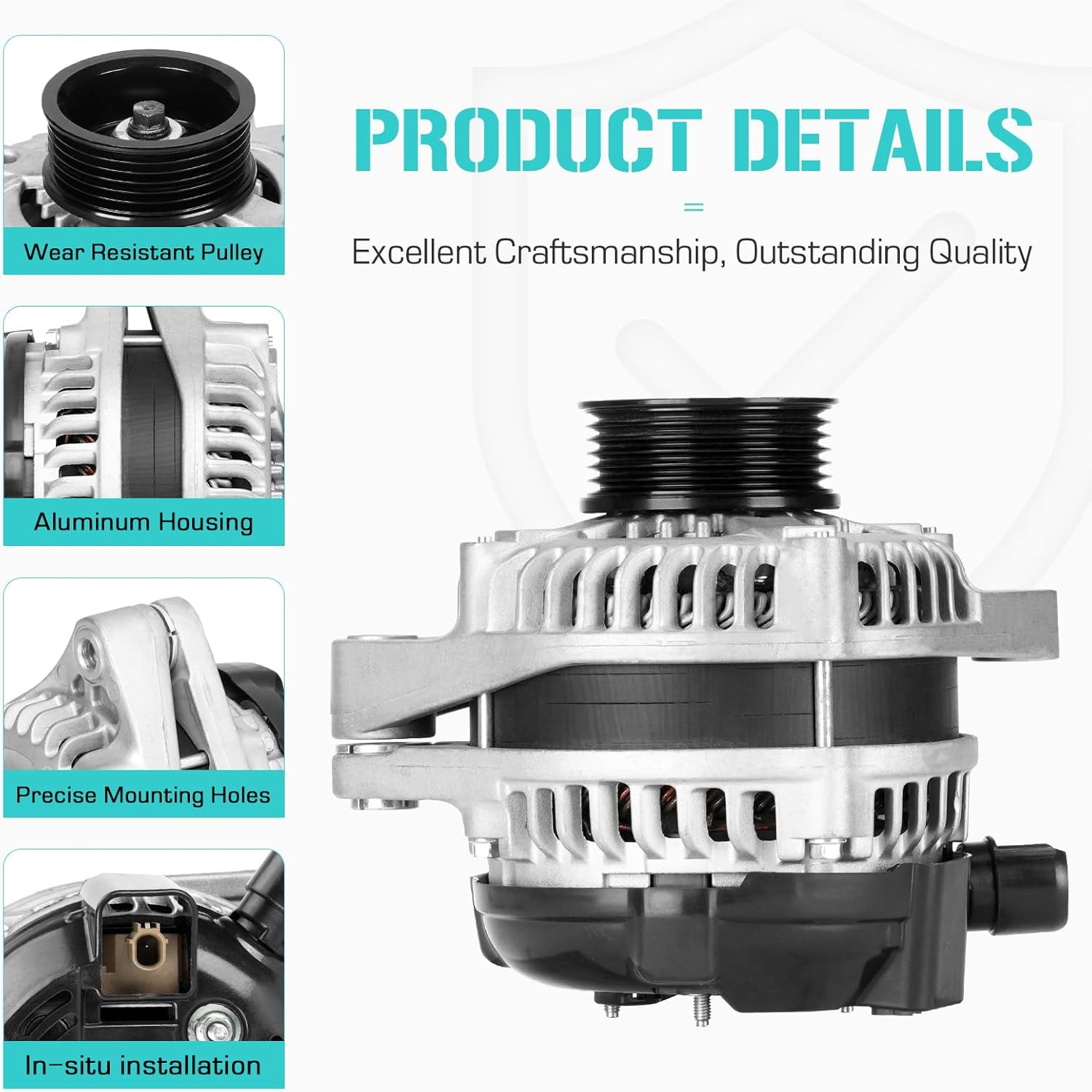 New Alternator Compatible with Honda Accord EX-L 3.5L 2013 2014 2015 2016 2017(only for manual transmission), 400-52569R, 104211-8270, 11671, 290-6313, 31100-5G2-A01, 31100-5G2-A01RM, AND0649