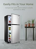 Vista 3 de Refrigeradores compactos de 3.5 pies cúbicos con congelador, mini refrigerador con termostato ajustable de 7 niveles de temperatura, refrigerador