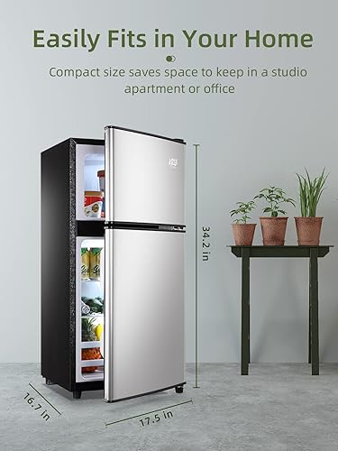 Miniatura 3 de Refrigeradores compactos de 3.5 pies cúbicos con congelador, mini refrigerador con termostato ajustable de 7 niveles de temperatura, refrigerador