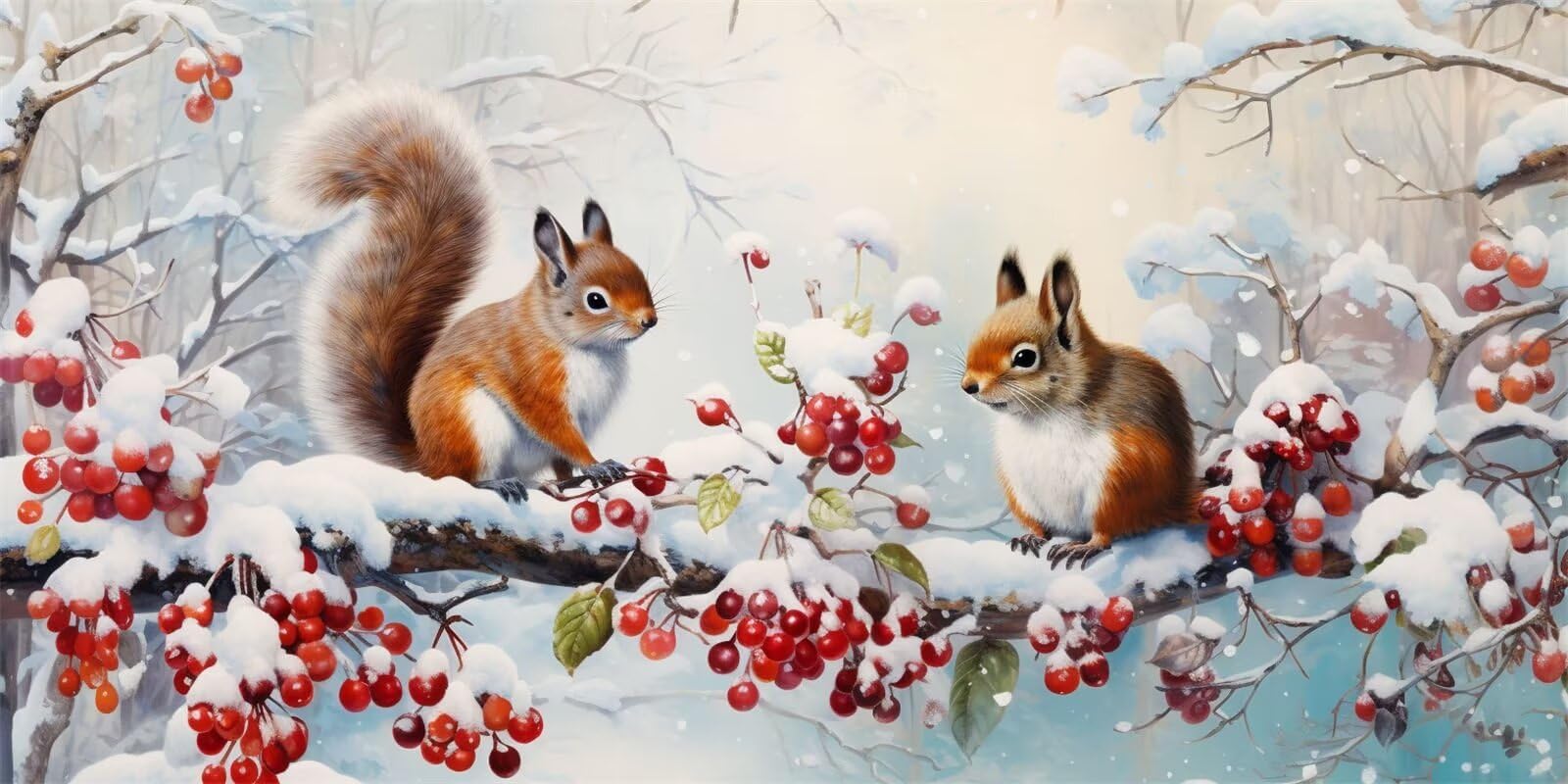 Winter Forest Diamond Art, 5D Diamond Painting Kit, Large Size 24x12Inch/60x30cm, Dimond Picture Art, Crystal Art Kits for Adults&Beginners, DIY Cross Embroidery Crafts, for Room Wall Decor Gift, g372