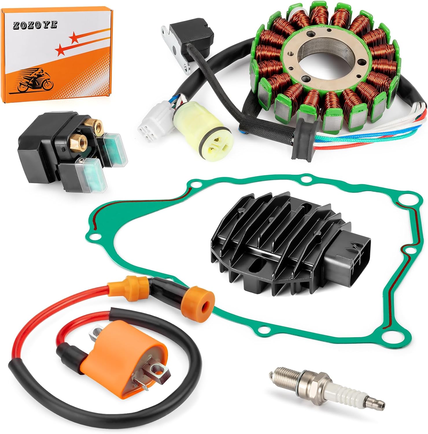 Stator & Relay & Rectifier Ignition Coil Gasket Kit for Yamaha Bear Tracker 250 2001-2004 Bruin 250 Big Bear 250 2005-2009