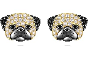 Unique Pug Stud Earrings Sterling Silver Hypoallergenic Dog Jewelry For Women