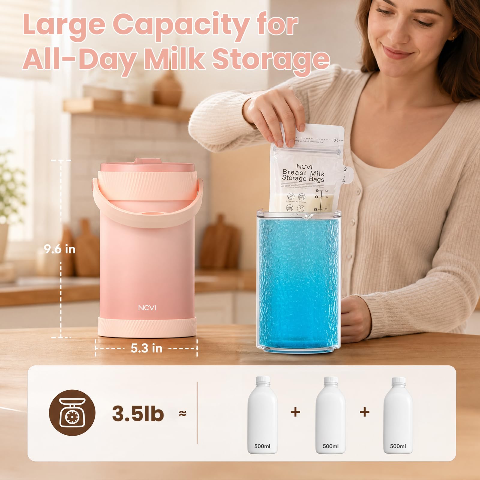 Bouteille isotherme portable pour lait maternel – Refroidissement double couche 24 h, longue durée de vie de la batterie nécessaire pour les voyages, le travail, le pompage de nuit pour répondre à vos