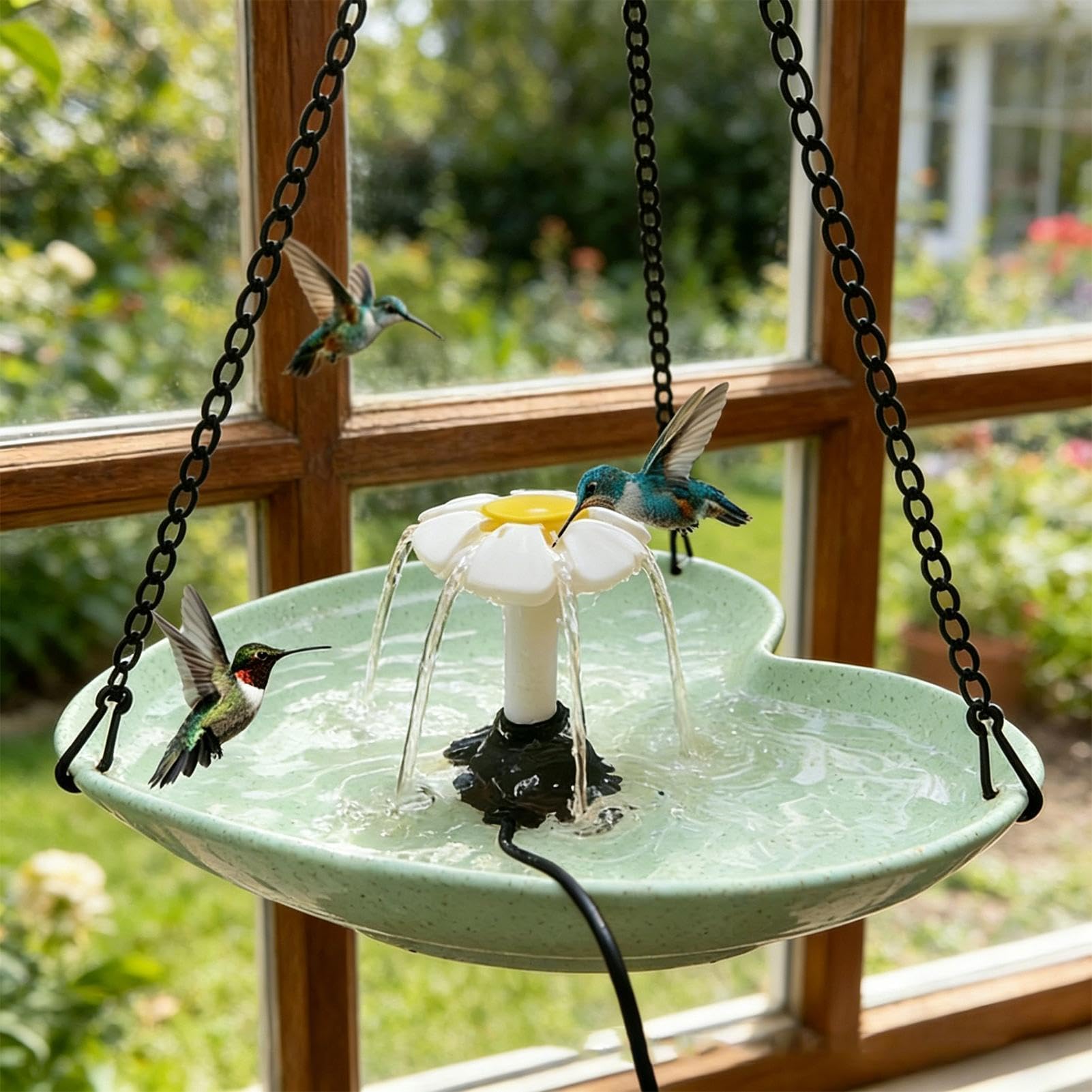 Poidełko Dla Ptaków Do Użytku Zewnętrznego Miska z efektem wodospadu w | Fontanna Poidełko Dla Dzikich Ptaków Na Zewnątrz Na Ogrodzenia Balkony Tarasy Słupki Podwórza Dziedzińce Ko