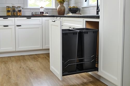 Miniatura 2 de Rev-A-Shelf Bote de basura doble extraíble para debajo de gabinetes de cocina, 50 cuartos, 12.5 galones con rieles de cierre suave para gabinetes