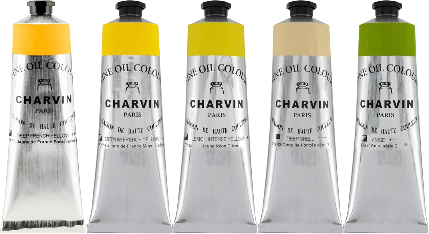 Charvin Fine Artists' Oil Paints - Elite Artists' Oils from the French Riviera for Painting, Artists, Bulk, Classrooms, Plein Aire, & More! - [Greens Set 1-150 mL Set of 5]