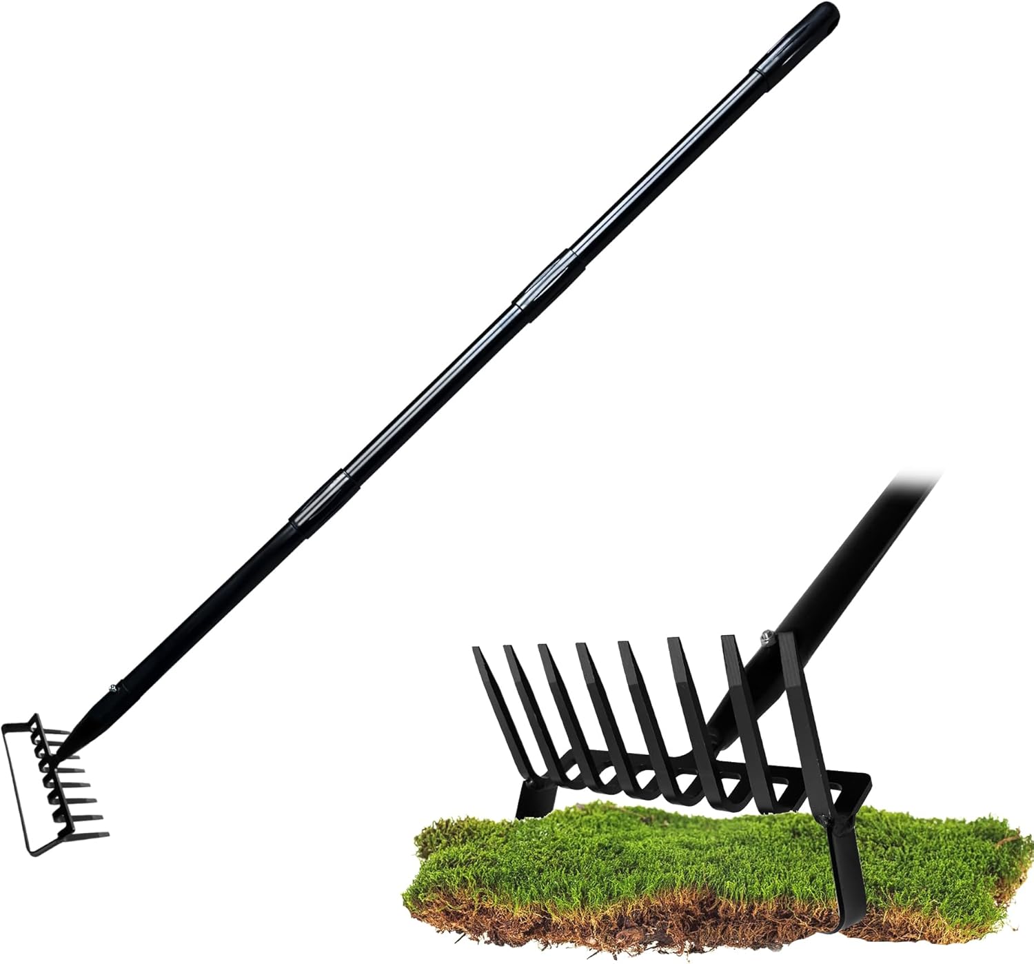 Amazon.com : 8-Tines Rake and Stirrup Hoe - Adjustable Long Handle ...