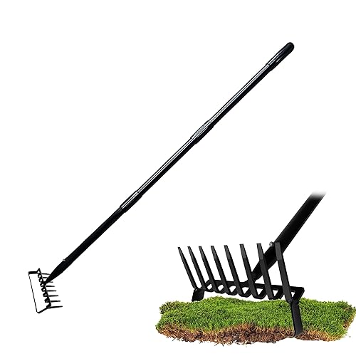 8-Tines Rake and Stirrup Hoe - Adjustable Long Handle Scuffle