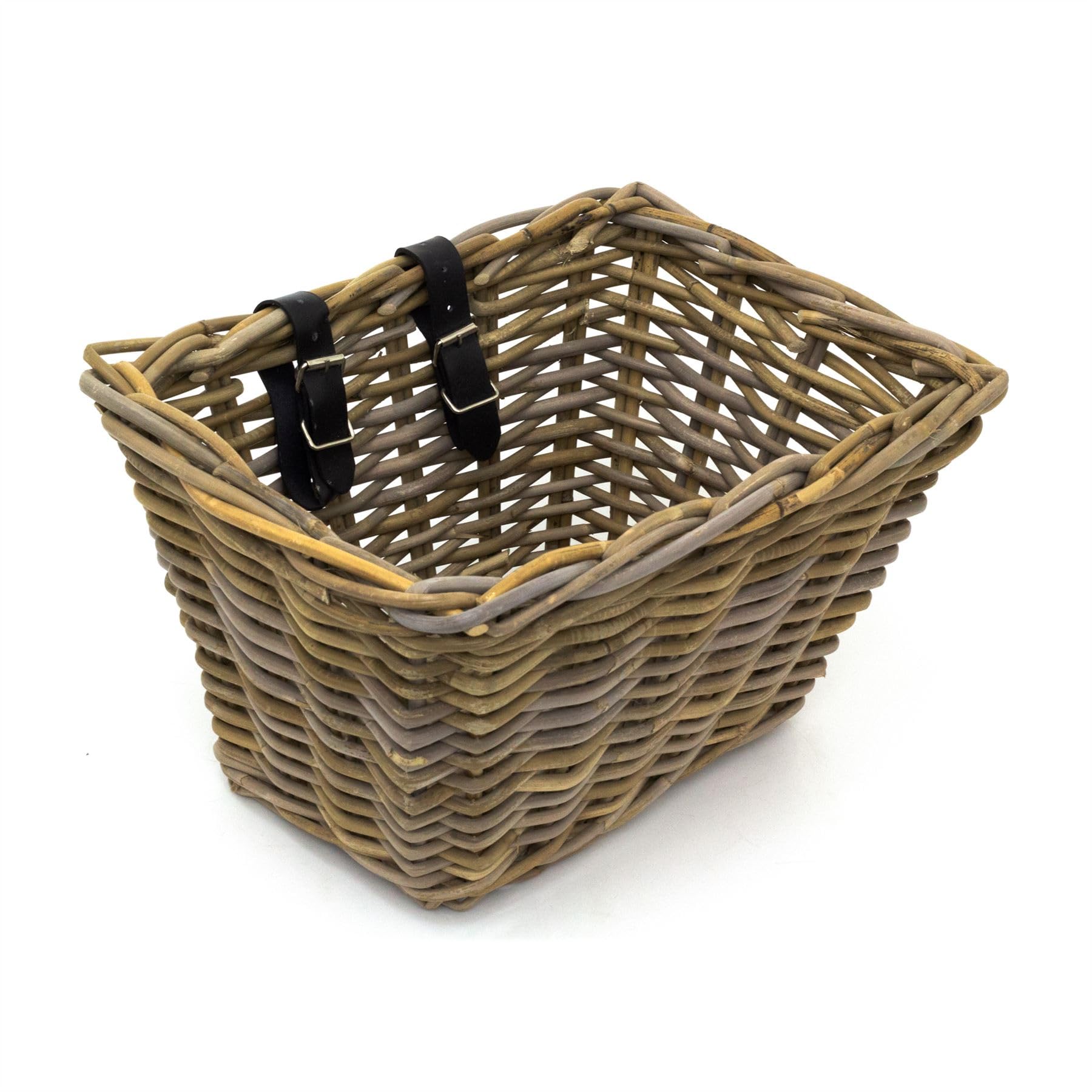Traditional Wicker Bicycle Basket with Leather Straps for Shopping, Picnics & Everyday Adventures - 30x40cm