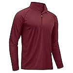 TACVASEN Mens Long Sleeve Quarter Zip Pullover Shirts Rash Guard Quick Dry Running for Men Sun Protection Swimming T-Shirts Wine Red