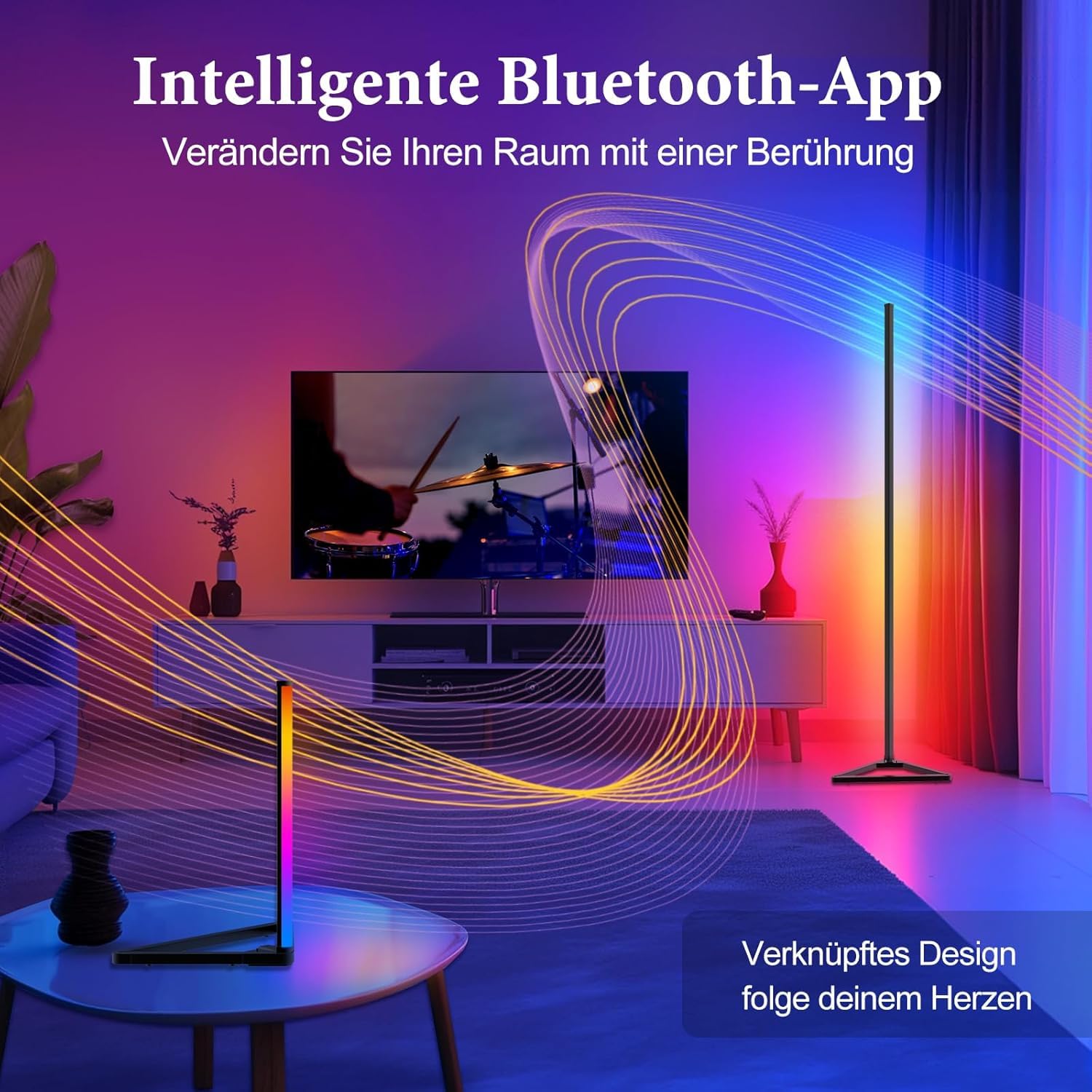 LED Stehlampe Wohnzimmer Dimmbar - 140cm Abnehmbar Stehlampe RGB mit Fernbedienung &APP, 16 Millionen Farben, Musik Sync, Timing-Funktio LED Standleuchte für Schlafzimmer Gaming-Zimmer Deko Wohnzimmer
