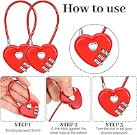 Vista 7 de Paquete de 2 candados de combinación de 3 dígitos, mini candado de combinación impermeable, candado de combinación pequeña, lindo candado con número