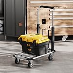 HOMCOM Folding Hand Truck, 330 lbs Heavy Duty Trolley Luggage Cart Platform Cart with Adjustable Handle for Luggage, Travel, Shopping, Auto, Moving and Office Use, Silver and Black