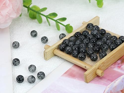 Miniatura 92 de Pamir Tong 1500 cuentas redondas de vidrio de 0.236 pulgadas a granel, cuentas de jade imitativo, cuentas sueltas para hacer joyas, aretes, collares