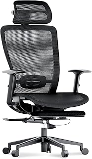 FLEXISPOT Silla de oficina ergonómica con reposapiés, silla de computadora de respaldo alto de malla, sillas de escritorio de oficina en casa, con soporte lumbar ajustable/reposacabezas 4D/base