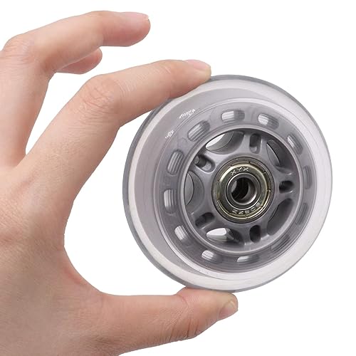 Miniatura 5 de Ruedas de patinaje en línea con rodamientos, ruedas de hoja de rodillo de 3 pulgadas, rueda transparente de 2.992 in para exteriores e interiores,