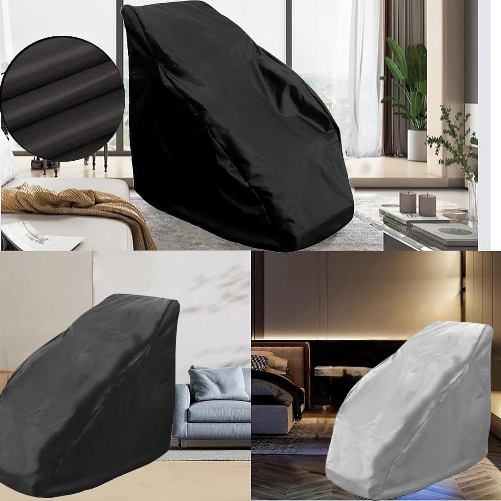 Abdeckung für Massagesessel Wasserdichter Staubdich Oxford Massagesessel Bezug All-Inclusive Universell Bezug für GanzköRper-Shiatsu Massagesessel(Black,X-Large)