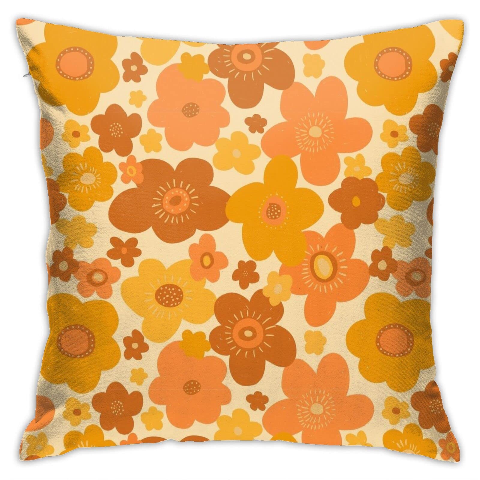 Lot De 2 Housses De Coussin Carrées – Motif Oriental Rouge Et Jaune, Velours Doux, 45x45 Cm