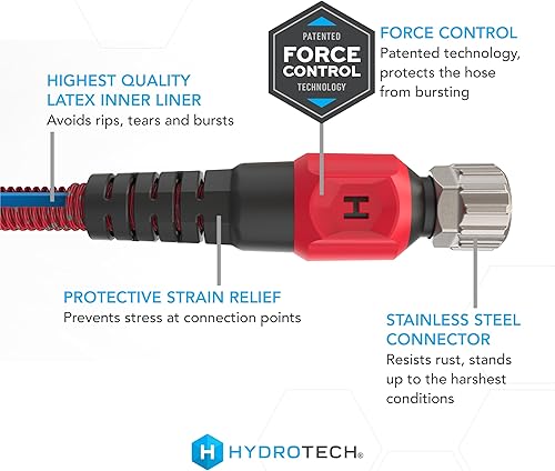 Miniatura 4 de HydroTech Manguera de jardín expandible de 200 pies, serie Pro, 2 caudales máximos, flexibilidad sin torceduras de 34 pulgadas, manguera ligera para
