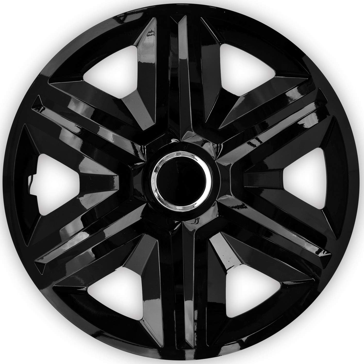 NRM Fast Hubcaps 15 Inch Black (4 x Universal Wheel Trims / Hubcaps)