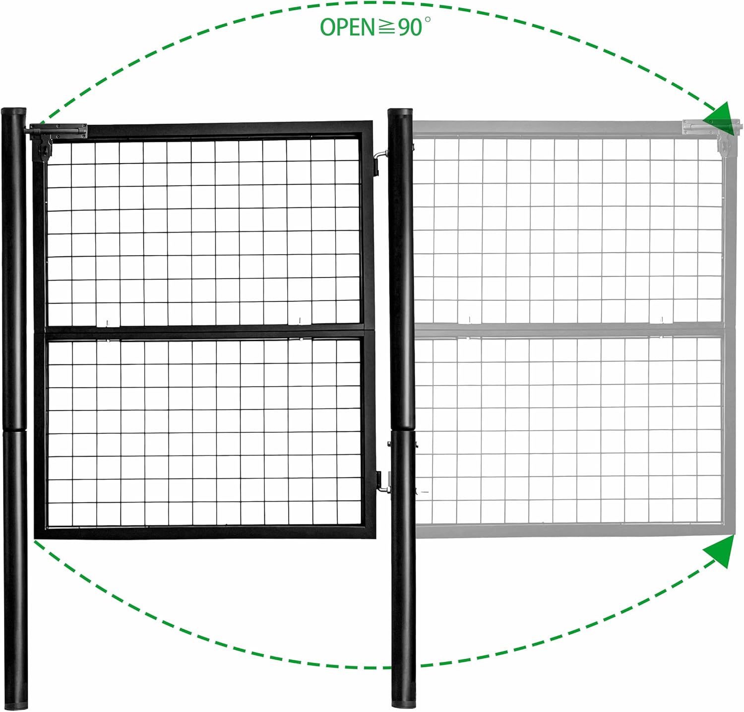 Wire Mesh Fence Gate, 59.06in (W) x 42.13in (H), Heavy-Duty Rustproof Outdoor Gate with Stable Insertion Posts, Ideal for Garden, Yard, Patio, Pet Containment - Easy Installation（Black）