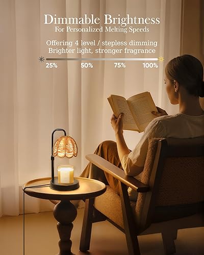 Miniatura 4 de Nacial Lámpara calentadora de velas con temporizador regulable, lámpara calentadora de velas eléctrica bohemia, lámpara calentadora de cera para