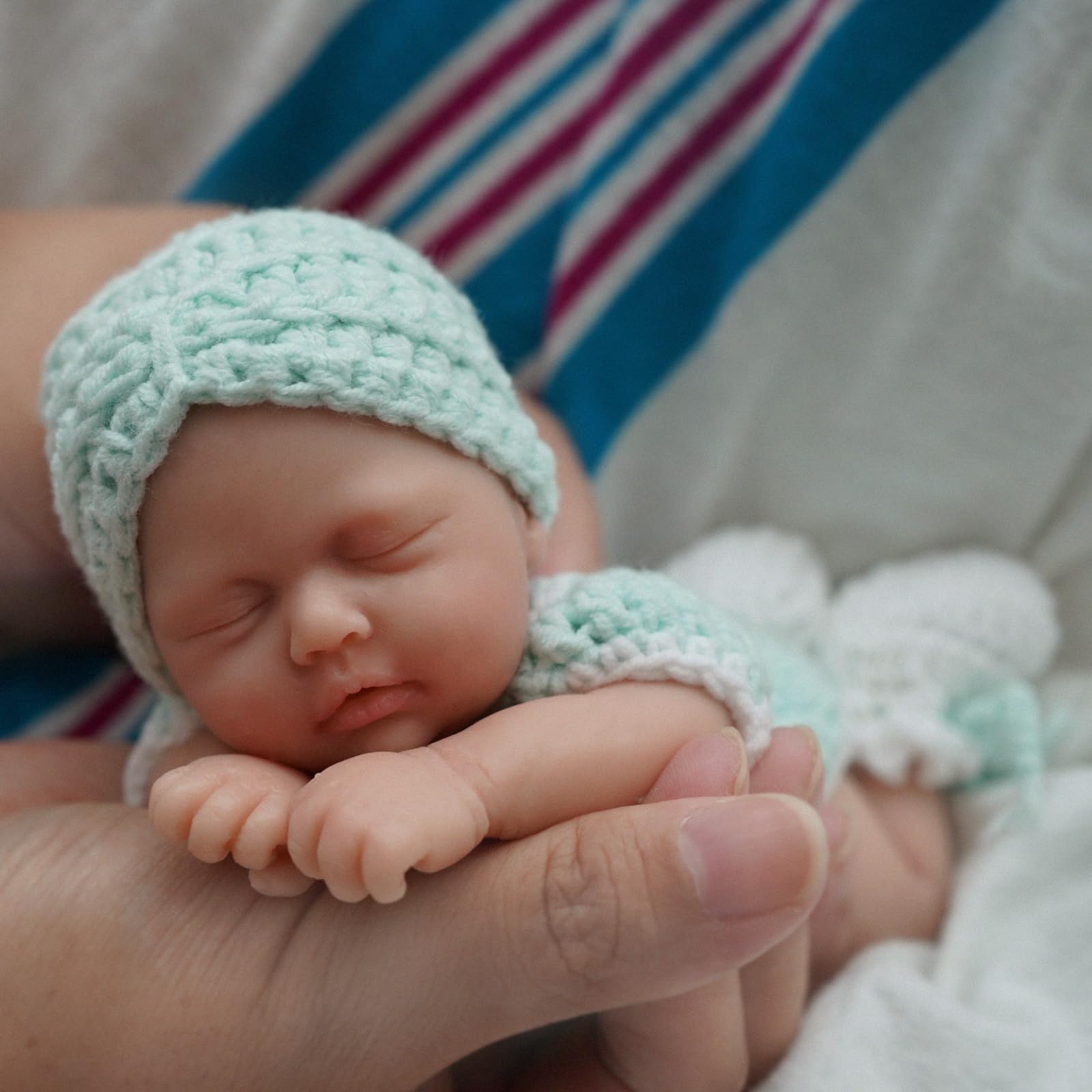 MYREBABY 7 Inch Mini Realistic Silicone Full Body Baby Doll With Feeding Accessories - 2