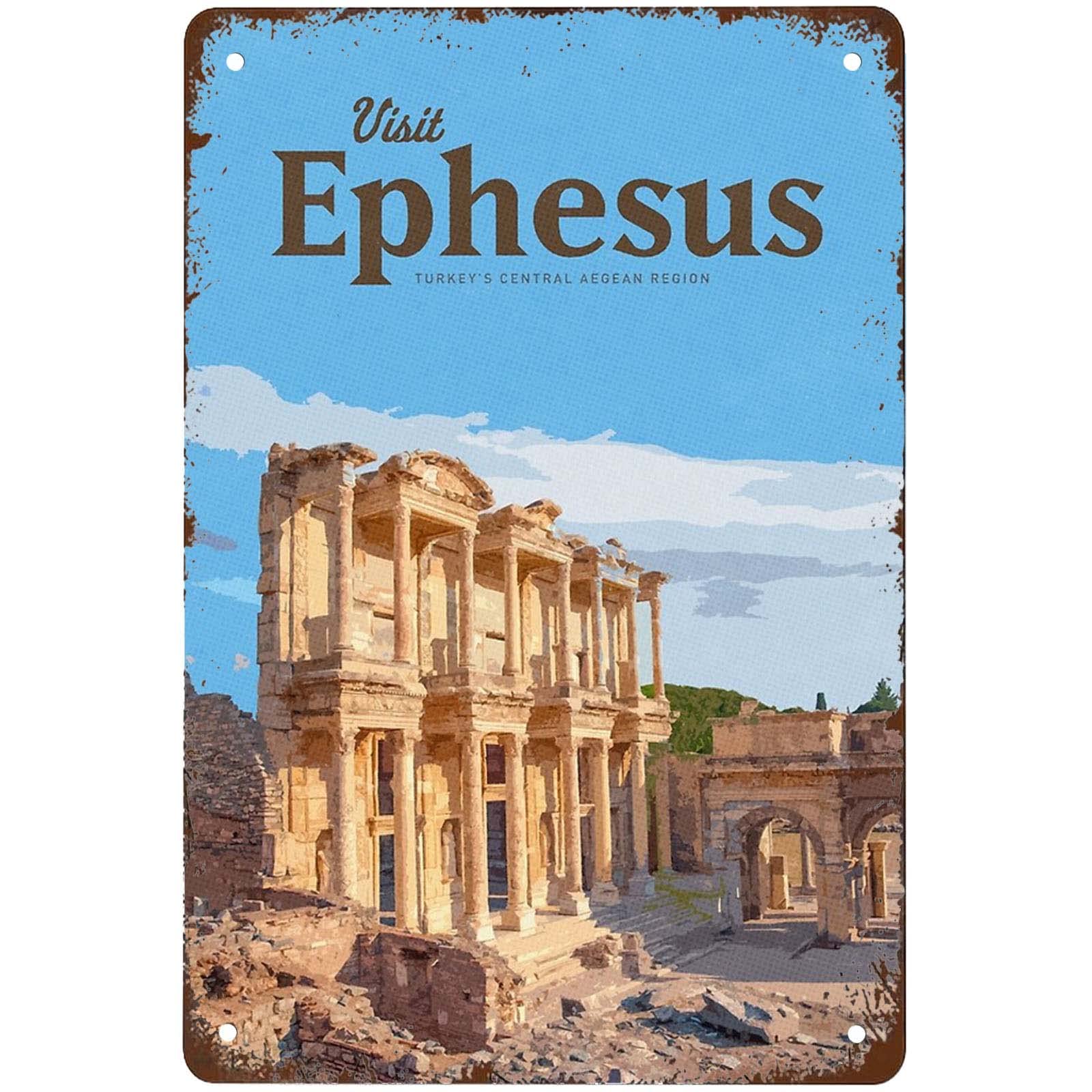 Funny Visit Ephesus Signs Wall Decor Vintage Metal Tin Sign Art Poster Fun