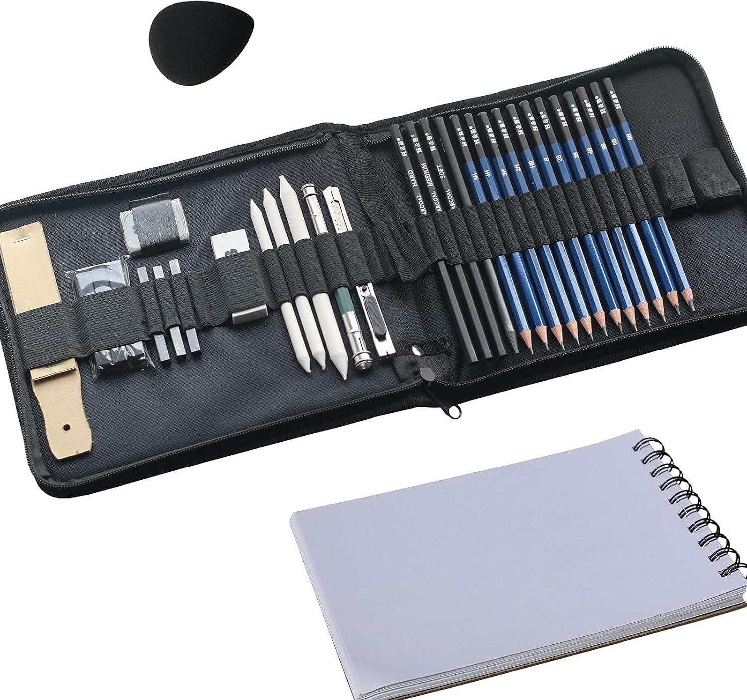 Sketch Pencils Set with Sketchbook - 34 Graphite Professional Drawing Pencil Art Supply iSunful Complete Kit with 50Sheets Sketch Pad Charcoal Stick Eraser Tool Gift for Beginner,Kid,Teen,Adult,Artist : Arts, Crafts & Sewing