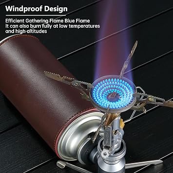 CAMPINGMOON Stove Compact Foldable | Ultralight Backpacking Stove XD-2F,3.3kW Output, Boils Fast, with Igniter,4-Flex Support, for Hiking,Camping, Emergency