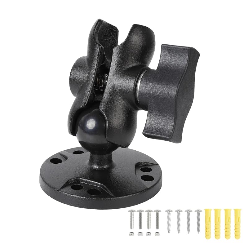 Kit de suporte com esfera de 25,4 mm (1 pol.), braço articulado duplo e base redonda AMPS FPN FBM-13, alumínio, 8,0 cm