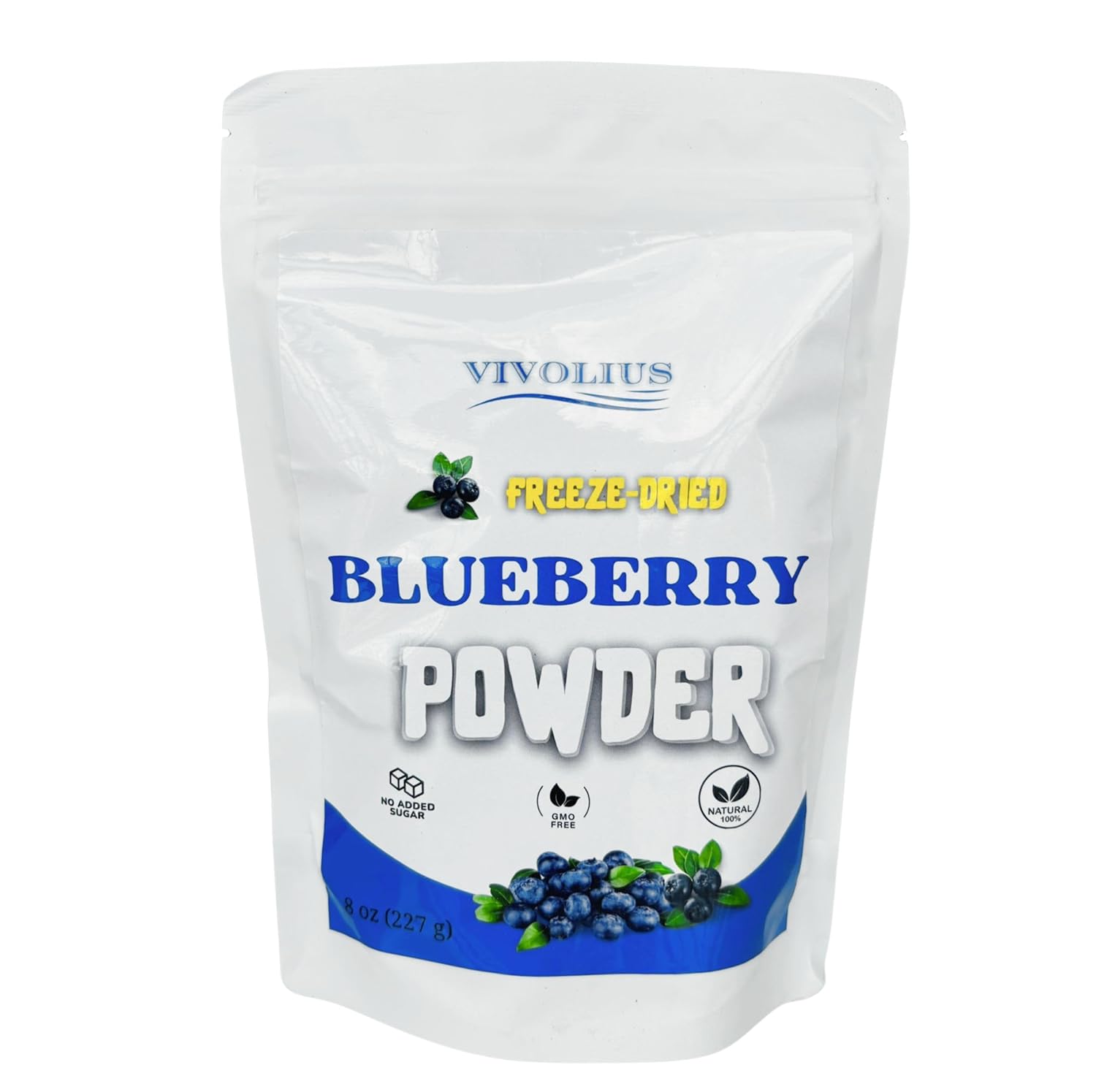Blueberry Powder 8 oz, Freeze-Dried, Vivolius, No Added Sugar, GMO Free.