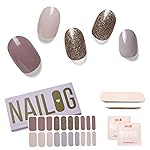 NAILOG Semi Cured Gel Strips (20 Extra Long) Long Lasting Stickers, Wraps With Glossy Gel Finishing Last Night