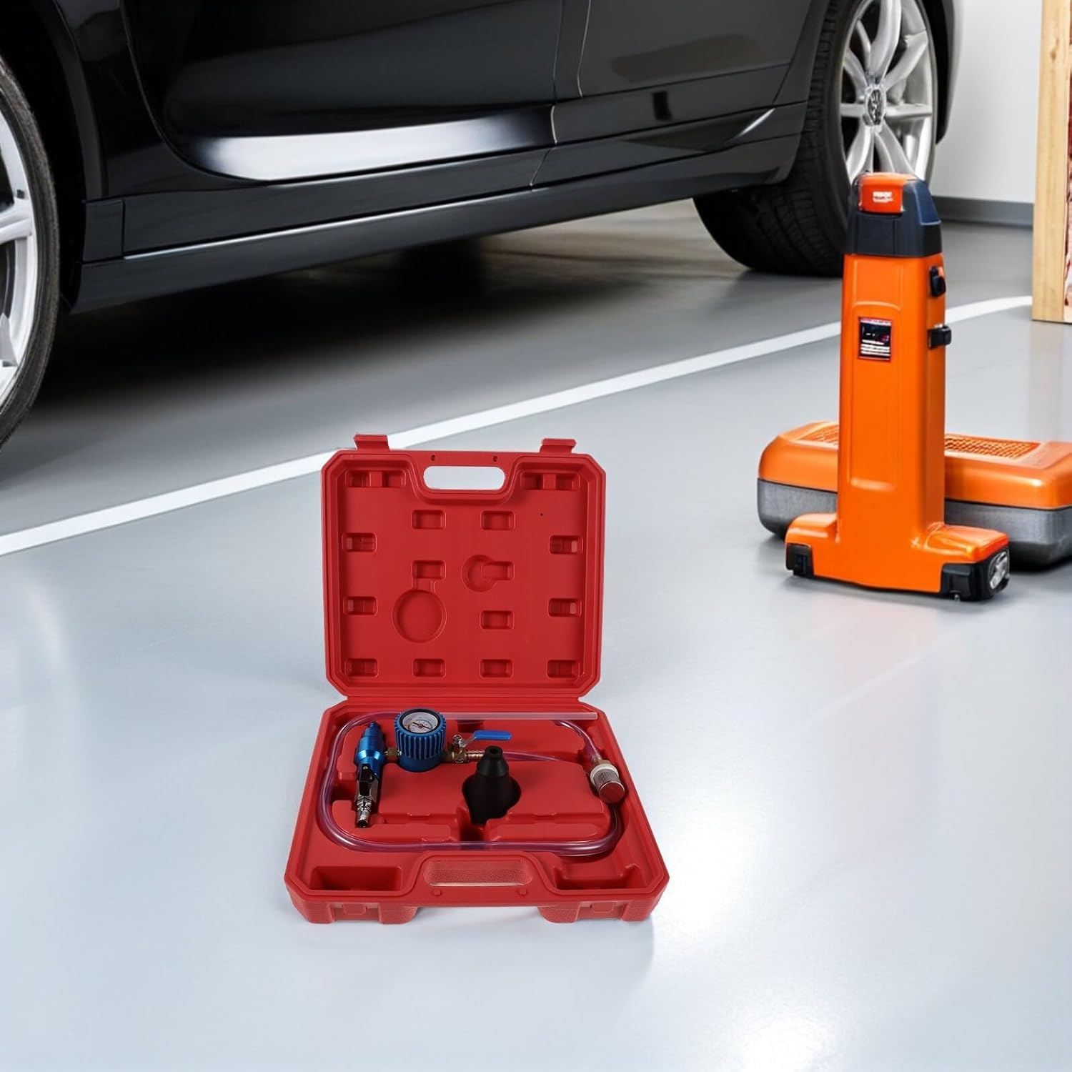 No Spill Coolant Refill Tool Kit with Vacuum Radiator Filling for Automotive Cooling System Maintenance and Car Repair