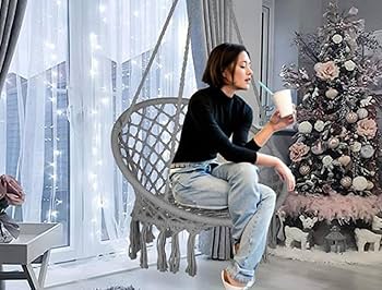 ハンモック　チェアー型　マクラメ　グレー 楽天市場】ハンモックチェア マクラメ編みハンギングチェア 吊り