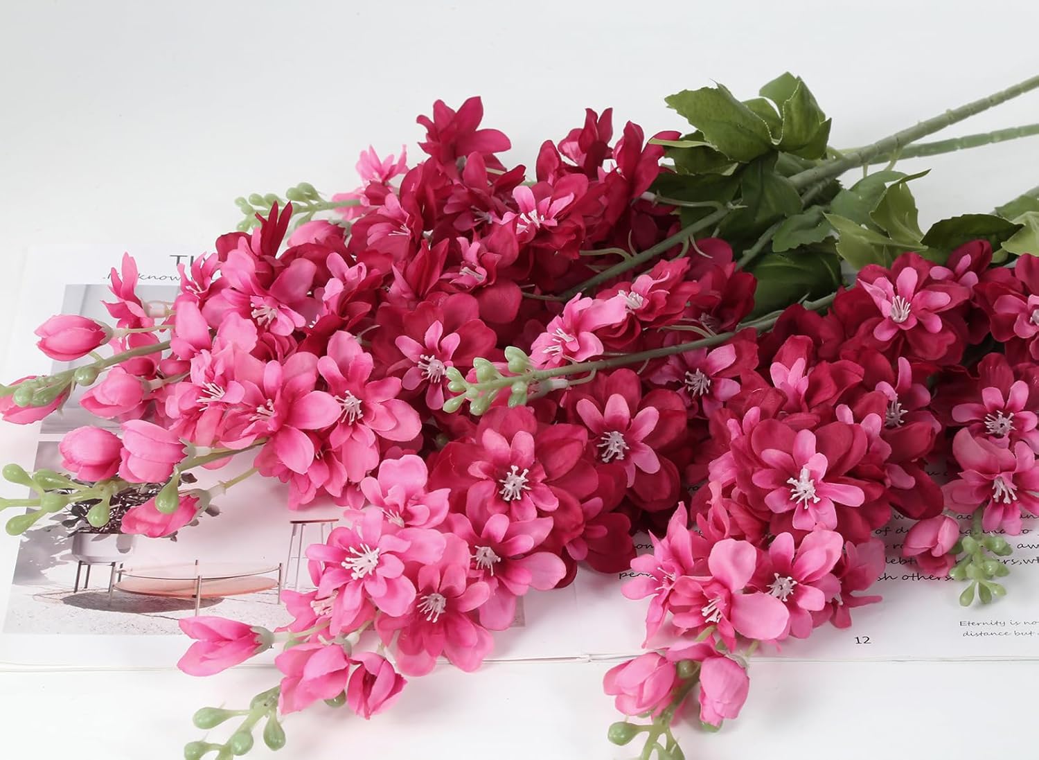 Hot Pink Delphinium Artificial Flowers - 6PCS, 33" Long Stem Silk Flowers for Tall Vase Wedding Centerpieces & Home Decor (Indoor) - Image 4