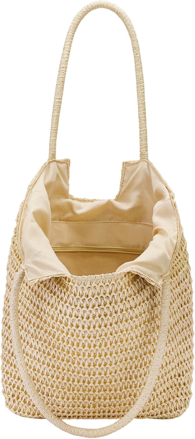 Beach Bags for Women Summer Lightweight Woven Straw Tote Purse Shoulder Handbag for Vacation - Image 5