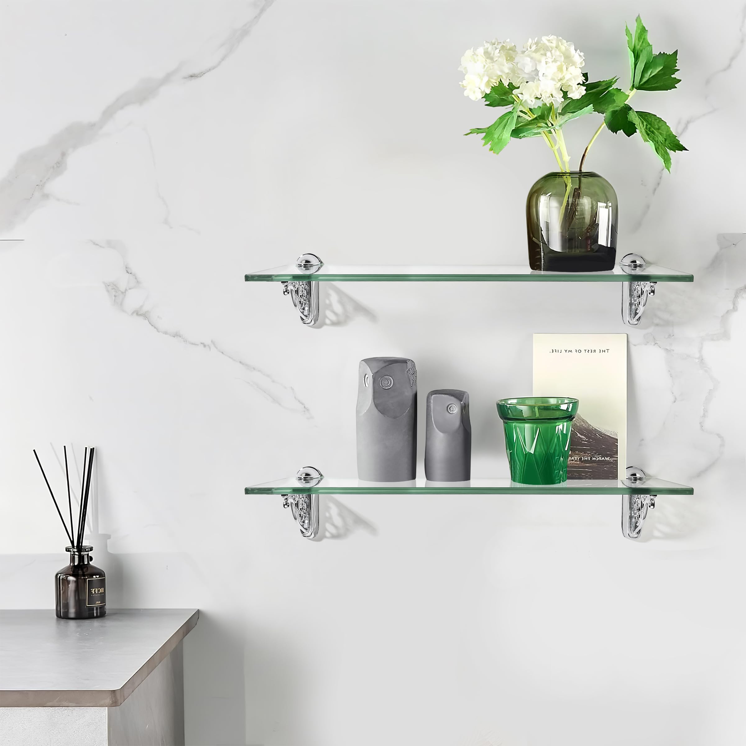 KHTUMEWARE-245CH+23.6BL Polished Chrome Shelf Brackets 24 in (610 mm) in Polished Chrome — KHTUMEWARE