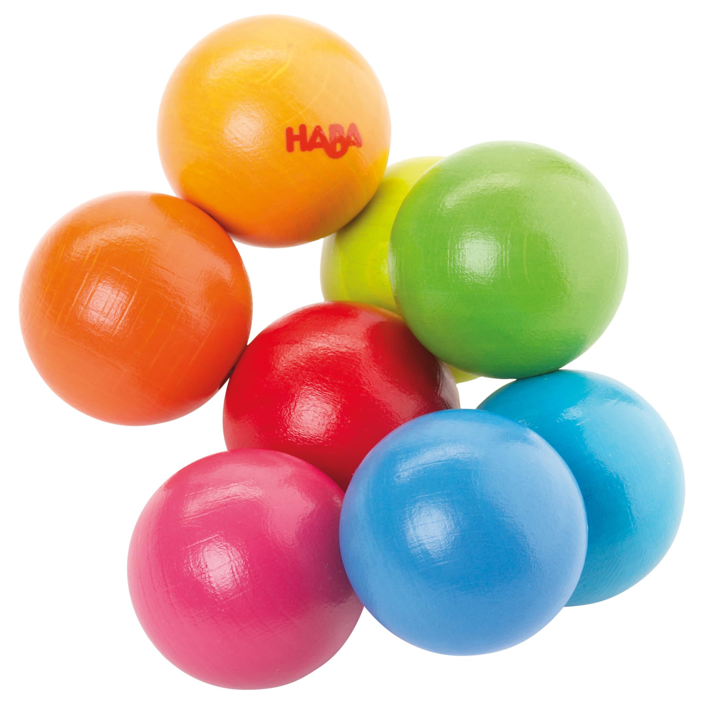 HABA Greifling Magica – Bunter Baby-Holzgreifling ab 6 Monaten – 8 Kugeln aus robustem Buchenholz – Fördert Motorik & Tastsinn – Made in Germany – 2011625001
