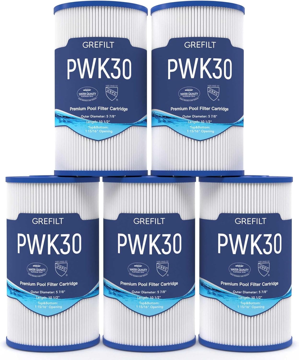 PWK30 Hot Tub Filter Replacements for Hot Springs Spa Filters, Watkins 31489, Unicel C-6430, Filbur FC-3915, 71825, 73178, 73250, P/N0969601, 30 sq.ft. 5-Pack