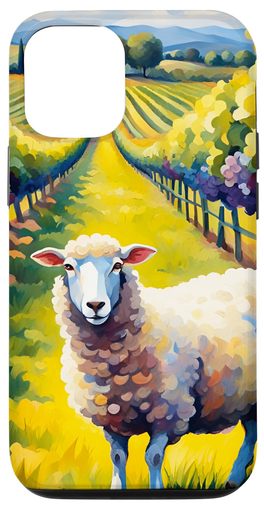 iPhone 15 Fantasy Cute Vivid Sheep Vineyard Watercolor Case