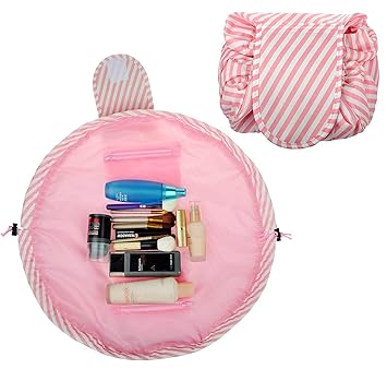 Favira Favria Makeup Pouch Travel bag for Women Makeup Bag Makeup pouches for women stylish cosmetic bag toiletry bag - Pink Stripes