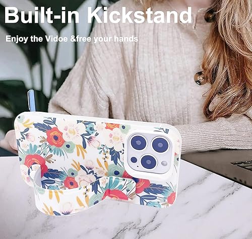 Miniatura 3 de Funda con función atril para iPhone 13 Pro con correa de mano para la muñeca, soporte de agarre, delgada, suave, parachoques de poliuretano